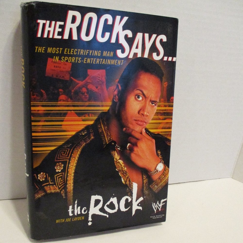 WWE Book The Rock Says Y2K Medium Black White WWF RAW Smack Down Wrestling Book